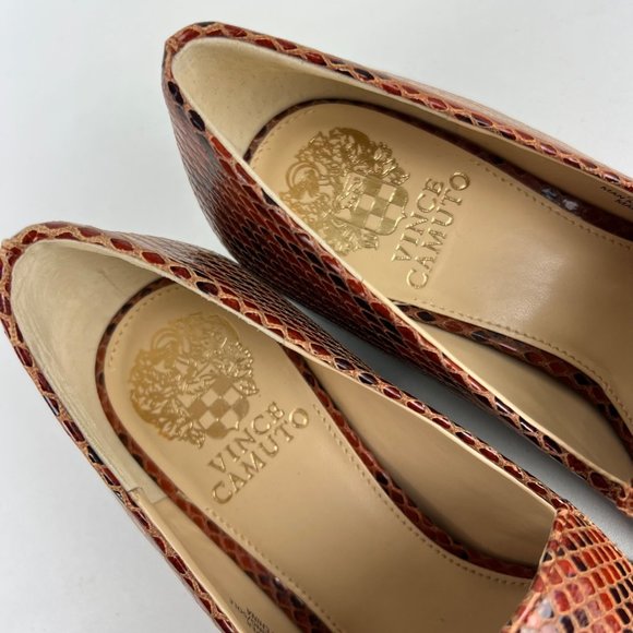 Vince Camuto Womens Satillie Brown Leather Snake Pointed Toe Loafer Shoes size 7 - Picture 12 of 16